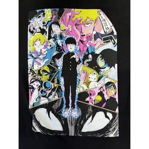 Mob Psycho 100 Anime T Shirt‎ Black Crew Neck Crunchyroll Men's Size Small